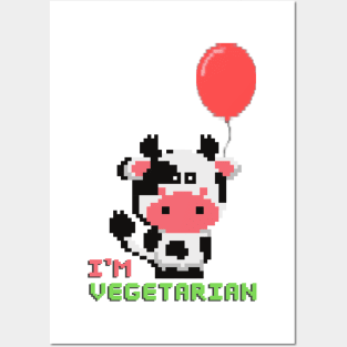 Vegetarian Cow with baloon Posters and Art